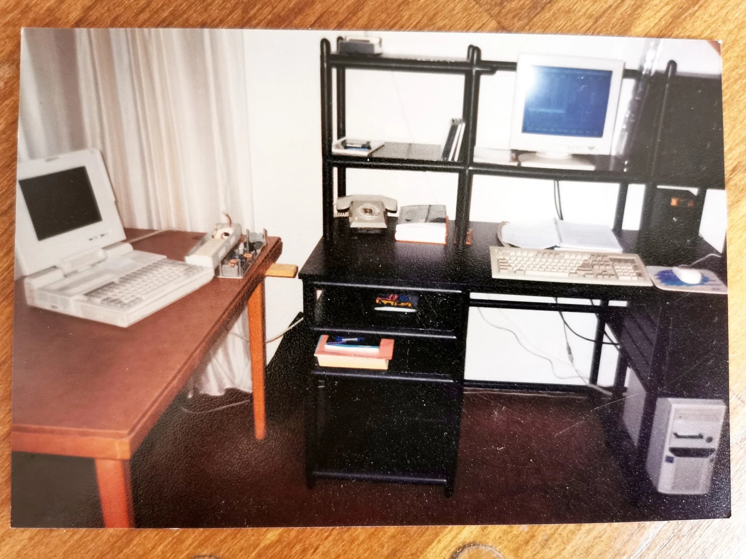 My very first personal office with my first Intel 286 laptop at my teenage age.